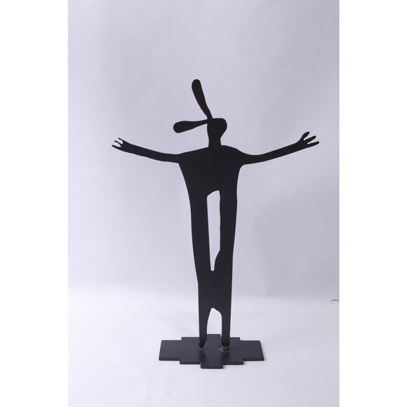 Native American Open Arms Brown Metal Statue, 18 inches, Hat Hanger, Interior - Picture 1 of 4
